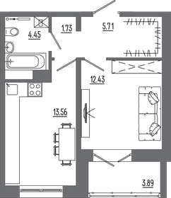 44 м², 2-комнатная квартира 6 500 000 ₽ - изображение 84