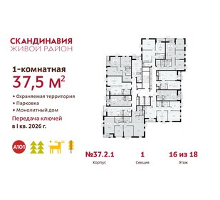 37,5 м², 1-комнатная квартира 12 043 699 ₽ - изображение 7