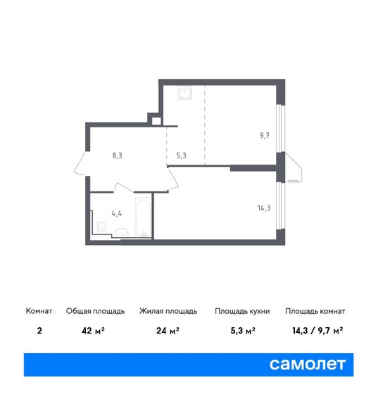 42 м², 1-комнатные апартаменты 11 866 687 ₽ - изображение 1