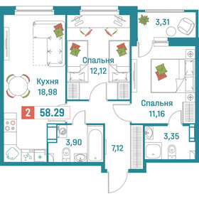 57,2 м², 2-комнатная квартира 11 000 000 ₽ - изображение 129