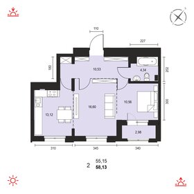 Квартира 58,1 м², 2-комнатная - изображение 1