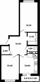 Квартира 59,8 м², 2-комнатная - изображение 1