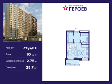 28,7 м², квартира-студия 5 409 950 ₽ - изображение 23