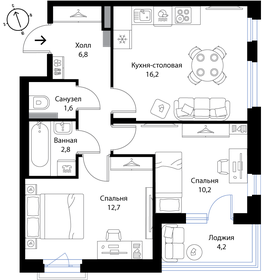50,4 м², 2-комнатная квартира 7 200 000 ₽ - изображение 106