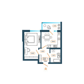 Квартира 37,6 м², 1-комнатная - изображение 1