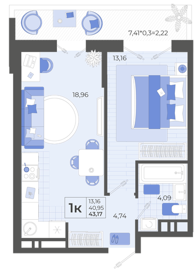 43,2 м², 1-комнатная квартира 5 158 815 ₽ - изображение 14