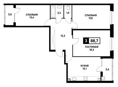 88,6 м², 3-комнатная квартира 8 682 800 ₽ - изображение 12