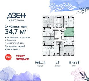 34,5 м², 1-комнатная квартира 10 917 909 ₽ - изображение 39