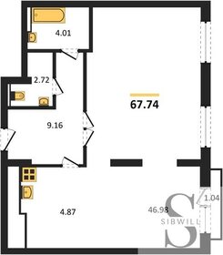 Квартира 67,7 м², 1-комнатная - изображение 1