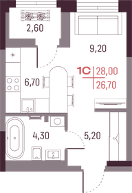 Квартира 26,7 м², 1-комнатная - изображение 1