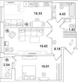 65,7 м², 2-комнатная квартира 14 800 000 ₽ - изображение 118