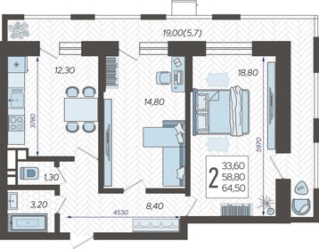 64,5 м², 2-комнатная квартира 9 520 200 ₽ - изображение 37