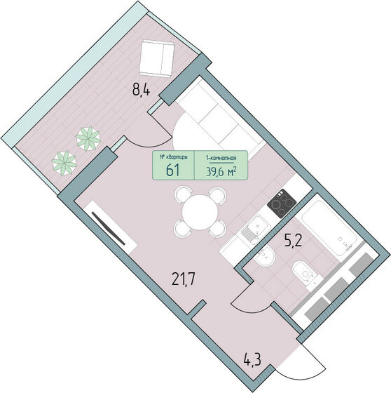 45,5 м², 1-комнатные апартаменты 10 414 800 ₽ - изображение 34