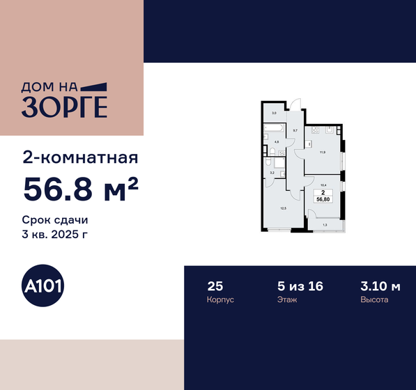 54,3 м², 3-комнатная квартира 27 000 000 ₽ - изображение 143