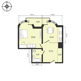 Квартира 60,6 м², 1-комнатная - изображение 1