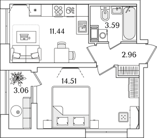 34 м², 1-комнатная квартира 10 228 991 ₽ - изображение 17