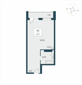 Квартира 52,5 м², студия - изображение 1