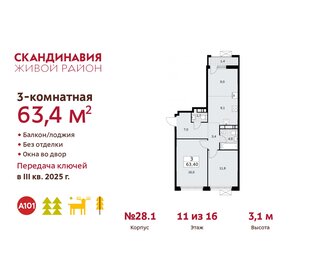 63,6 м², 3-комнатная квартира 15 888 416 ₽ - изображение 11