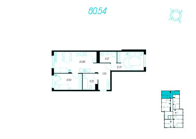 53 м², 2-комнатная квартира 6 600 000 ₽ - изображение 33