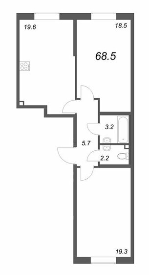 68,5 м², 2-комнатная квартира 17 612 000 ₽ - изображение 1