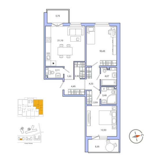 78,2 м², 2-комнатная квартира 11 816 020 ₽ - изображение 1