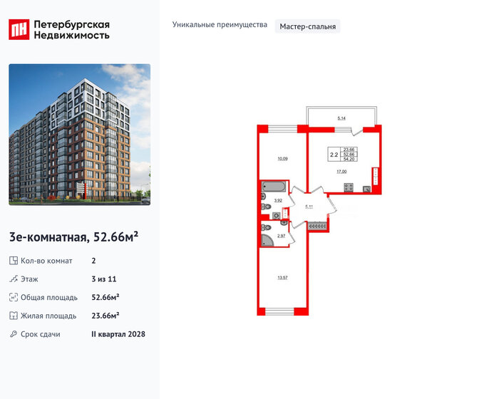 58 м², 2-комнатная квартира 17 724 800 ₽ - изображение 49