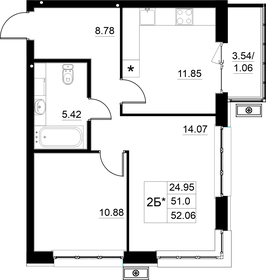 Квартира 52,1 м², 2-комнатная - изображение 1