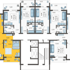 Квартира 61,7 м², 2-комнатная - изображение 2