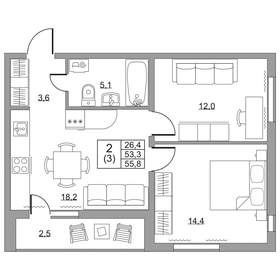 68 м², 3-комнатная квартира 5 800 000 ₽ - изображение 57