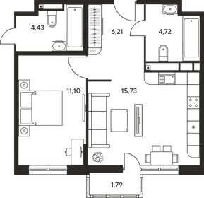 Квартира 38,9 м², 2-комнатная - изображение 1