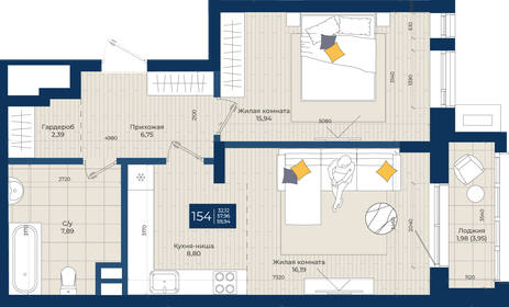 65,6 м², 1-комнатная квартира 30 900 000 ₽ - изображение 58