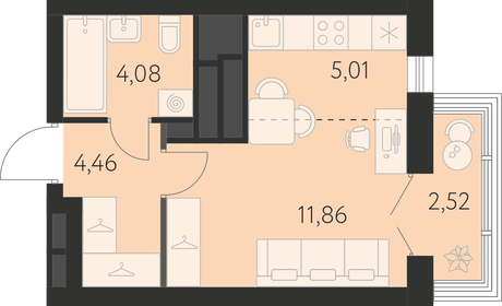 Квартира 26,2 м², студия - изображение 1