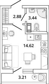 20,1 м², квартира-студия 4 522 500 ₽ - изображение 156