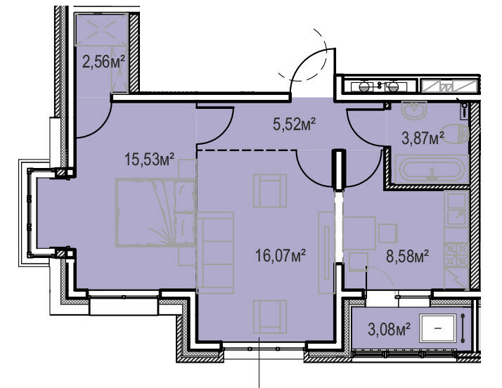 55,2 м², 2-комнатная квартира 8 005 450 ₽ - изображение 1