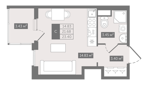 18,1 м², квартира-студия 4 050 000 ₽ - изображение 42