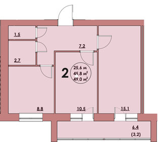 Квартира 49 м², 2-комнатная - изображение 1