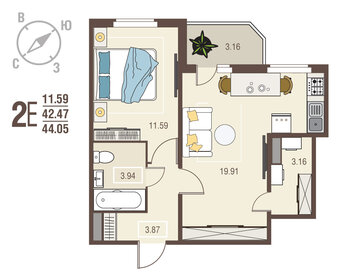 53,2 м², 1-комнатная квартира 4 440 000 ₽ - изображение 72