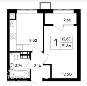 Квартира 31,7 м², 1-комнатная - изображение 4