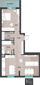 42,9 м², 1-комнатная квартира 5 950 000 ₽ - изображение 33