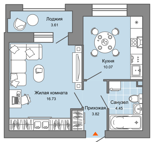 37 м², 1-комнатная квартира 3 498 963 ₽ - изображение 1