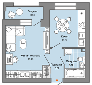 39,3 м², 1-комнатная квартира 3 600 000 ₽ - изображение 122