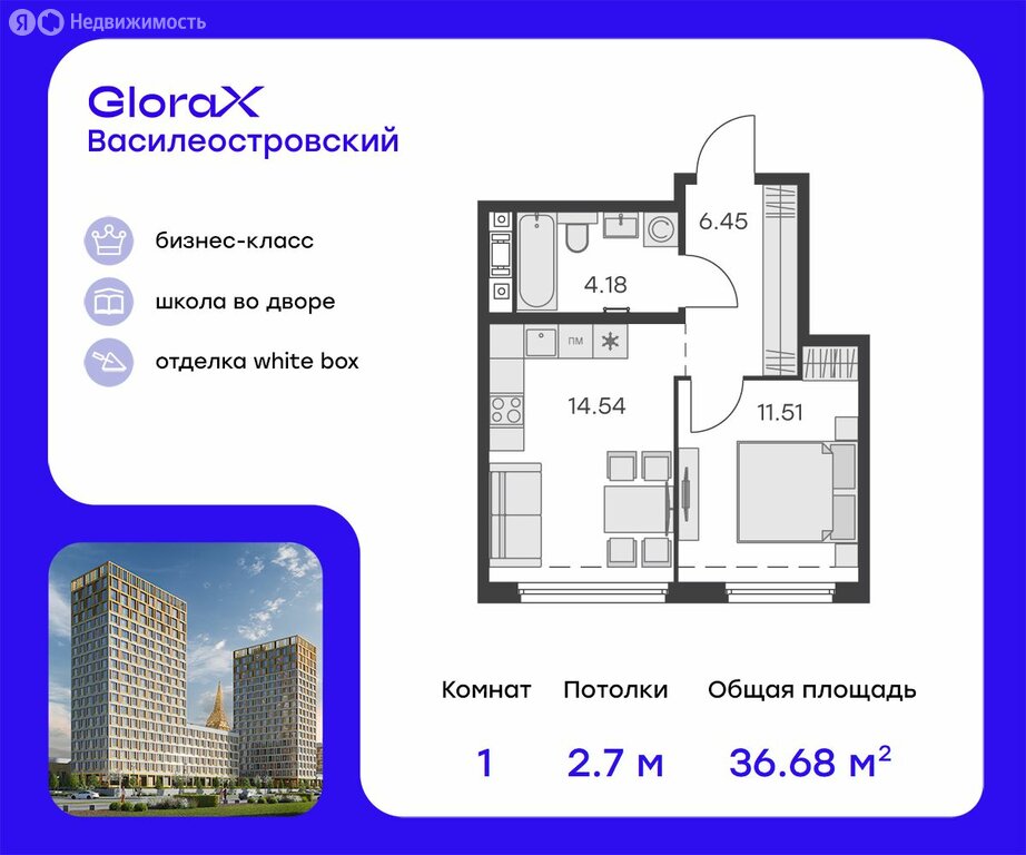 Варианты планировок ЖК GloraX Василеостровский - планировка 10