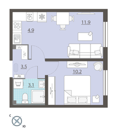 37,4 м², 1-комнатная квартира 6 716 183 ₽ - изображение 21