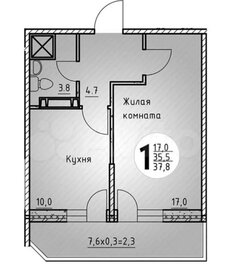 Квартира 35,4 м², 1-комнатная - изображение 1