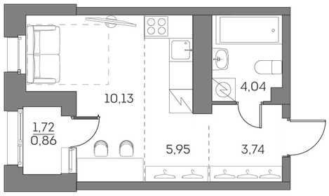 Квартира 24,7 м², студия - изображение 1