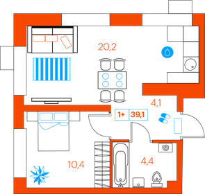 44,5 м², 1-комнатная квартира 5 440 000 ₽ - изображение 59