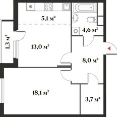 Квартира 53,8 м², 2-комнатная - изображение 3