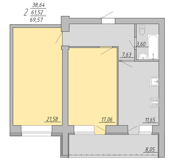 69,6 м², 2-комнатная квартира 6 678 720 ₽ - изображение 1