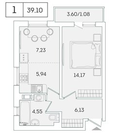 37,1 м², 1-комнатная квартира 6 494 250 ₽ - изображение 1