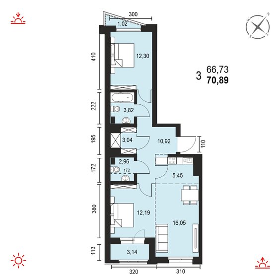 70,9 м², 3-комнатная квартира 8 480 000 ₽ - изображение 1